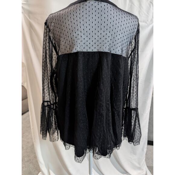 Maurices Shirt Women's Fairycore Whimsigoth Swiss Dot Bell Sleeve Blouse Size XL - Picture 8 of 16